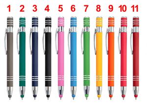 Touch 2-in-1 Soft Rubber Metal Ball Pen Stylus Wholesale Customized Personal Logo <b>Refill</b> Black Blue <b>Ink</b> for School Stationery - Product Image 6