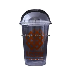 PLA 아이스 커피 밀크 쉐이크 용 돔과 평평한 뚜껑이있는 플라스틱 PET PP 컵