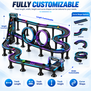 Pista de Carreras de Máquinas de Doble Bucle Totalmente Personalizada con Elevador y Luces LED para Centros de Entretenimiento y Carnavales - Product Image 3