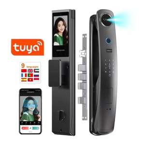 Tuya App Smart <span class=keywords><strong>Lock</strong></span> avec appel vidéo en temps réel et reconnaissance faciale 3D Caméra de sécurité Empreintes digitales et serrures numériques Type de <span class=keywords><strong>code</strong></span> - Product Image 5