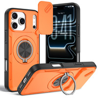 Funda Protectora para Teléfono con Cubierta Deslizante para Cámara, para iPhone 17 16 15 Pro Max, con Anillo de Soporte de 360 Grados, Anticolisión, TPU y PC