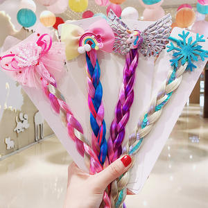 Cartone animato unicorno intrecciato corda principessa anello per capelli in plastica colorata parrucca fermagli per le ragazze per bambini e neonati - Product Image 2