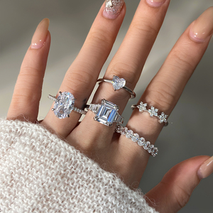 แหวนทองชุบประดับเพชร CZ รูปหัวใจสำหรับผู้หญิง  งานฝังเพชรเต็มวง  ไม่ก่อให้เกิดอาการแพ้  เหมาะสำหรับงานหมั้นและงานแต่งงาน - Product Image 5