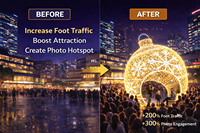 Boule de Noël géante personnalisée à pénétrer, motif lumineux LED 3D extérieur pour la décoration des centres commerciaux et des places