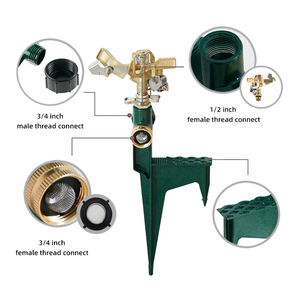 Arroseur rotatif en laiton 360 base de pointe en aluminium vert 1 ensemble pour pelouse - Product Image 6