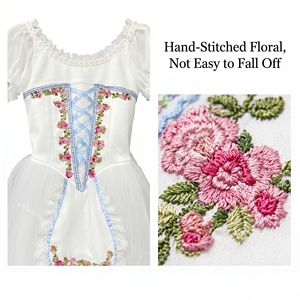 La Fille Mal Gardée Romantic Long Ballet Dress Giselle Peasant Style Stage Costume Lace-Up <b>Apron</b> Detail Long Tulle Tutu - Product Image 2