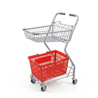 Chariot de courses de supermarché - Chariot léger et durable avec finition zinguée, design pliable, roues en PU, protection contre la corrosion