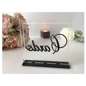 Restaurant Hotel Clear Acrylic Table Number Wedding Table Geometric Numbers Holder Stand for Weddings Calligraphy Decor