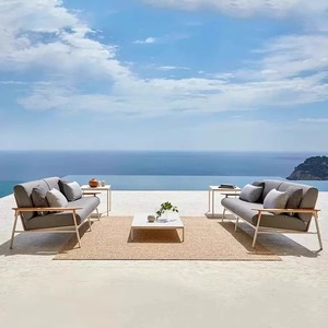 Conjunto de sofás de exterior de aleación de aluminio, minimalista, impermeable, para patio, hotel, casa de huéspedes y jardín. - Product Image 5