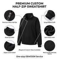 Sudadera Personalizada de Alta Calidad con Cierre de Cremallera de un Cuarto, para Club Deportivo, Mujer, Manga Larga, Cuello Alto, Lisa, de Algodón, para Gimnasio