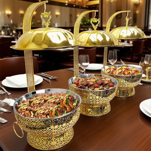 Set di Chafing Dish Decorativo da 8L, Nuovo Design per Ristoranti, Scaldavivande Sospeso per Buffet, Elegante in Bianco e Nero - Product Image 4