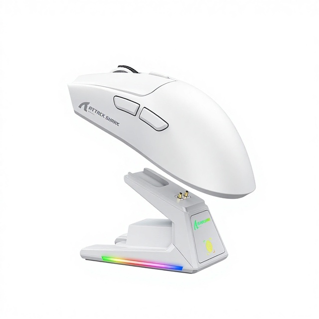 Attack Shark X1 7-Button Ergonomic Lightweight PAW3395 Esports Gaming Tri-Mode Wireless for Mouse RGB Base Charging