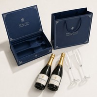 Boîte cadeau personnalisée à double bouteille de champagne avec fermeture magnétique, emballage rigide en papier pour deux bouteilles de vin mousseux, vente en gros