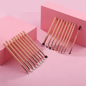 Professionelle Nackte Rose Gold 18 Stück Weiches Augenbürsten-Set individuelles Logo Augenmischung Abdecker Augenbraue Augenlider Pinsel Fabrik