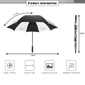 Paraguas de golf de lujo al por mayor de 100 cm con apertura automática, plegable, personalizado, promocional, para carritos de golf, con colgador de madera deslizante - Product Image 5