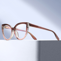 MS 97687 Gafas Ópticas de Moda para Mujer, Diseño Ojo de Gato, Anti-Luz Azul, TR90+CP, Montura Grande, Logotipo Personalizado, Monturas de Gafas de Diseño Colorido