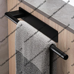 दीवार कोई ड्रिलिंग बाथरूम तौलिया धारक काले चिपकने वाला स्टेनलेस स्टील एकल तौलिया धारक - Product Image 3