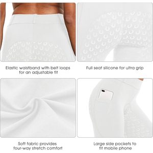 Pantalones de equitación de punto para mujer, de cintura alta, largos, con estampado de silicona, elásticos, con bolsillos y tela suave - Product Image 4