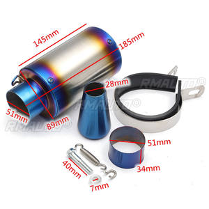 Tubo de Escape Universal de Alta Calidad para Coche y Motocicleta, 28-51 mm, Silenciador de Cilindro, Punta de Fibra de Carbono Azulada, Acero Inoxidable - Product Image 6