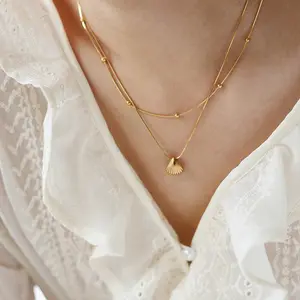 2023 Nieuwe Aankomst Zomer Modieuze Waterdichte Roestvrijstalen Sieraden Collier Femme Vergulde Shell Hanger Ketting Vrouwen