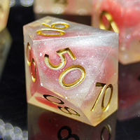Jeu de dés en résine acrylique à bords vifs, écologique, rose et blanc, avec effet nébuleuse scintillante, polyédrique, 7 pièces, pour DND RPG et jeux de table