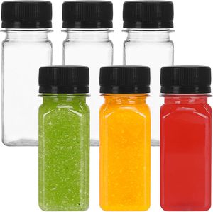 China Manufacture 2oz 60ml 100ml Juice <b>Bottles</b> <b>Plastic</b> French Square Shot <b>Bottle</b> for Lemon Apple Orange Juice - Product Image 1
