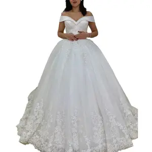 2022 새로운 도착 어깨 공 가운 신부 드레스 소녀 웨딩 드레스