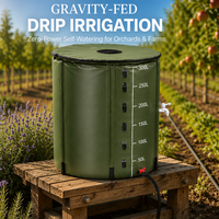 Baril de collecte d'eau de pluie en PVC léger OEM 50L avec tissu vert pour l'irrigation des pelouses et des jardins