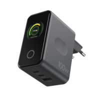 Cargador Inteligente de Escritorio con Pantalla, PD 45w, 1 Puerto Tipo C, Enchufe US/EU, con Visualización de Energía en Tiempo Real para Laptop, Teléfono y Tablet