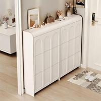 Nuevo Diseño 2026: Mueble Zapatero Ultrafino Estilo Crema Minimalista con Tapa Abatible, Organizador Estrecho para Entrada y Pasillo de Apartamentos