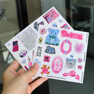 In màu Laser <span class=keywords><strong>Holographic</strong></span> Hàn Quốc Deco Sticker tấm tùy chỉnh long lanh cán Sticker - Product Image 6