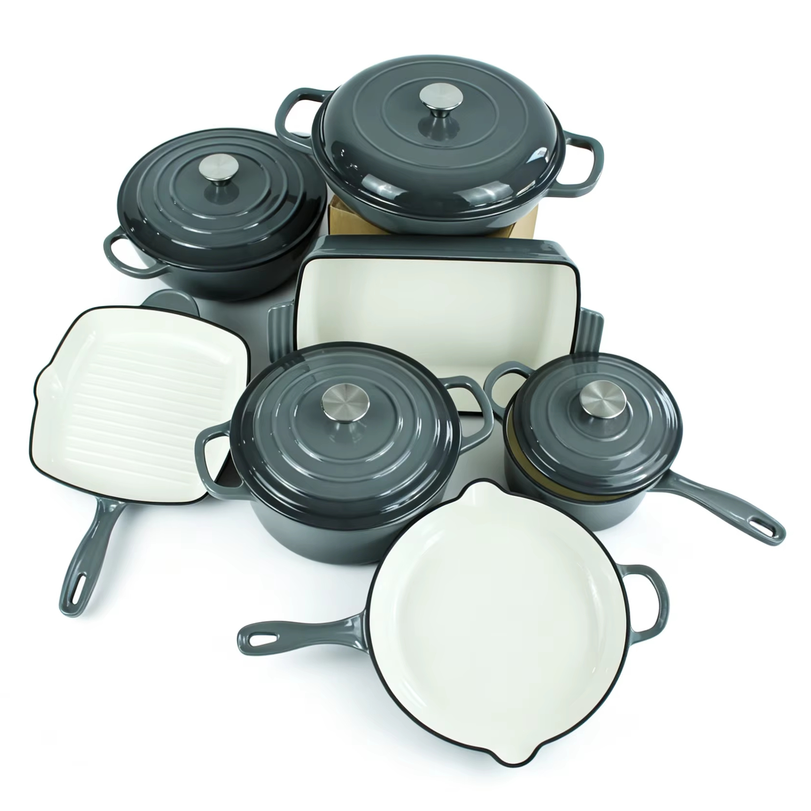 High Quality 7-Piece Enamel Cast Iron Cookware Set Skillet Casserole for Home Restaurant Cooking · image 1