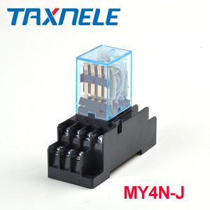 Relé MY4N MY4NJ DC12V AC12V DC24V AC24V <span class=keywords><strong>Bobina</strong></span> 4NO 4NC Relé de Carril DIN de 14 Pines con Base <span class=keywords><strong>Mini</strong></span> Interruptor de Relé Micro Relé Electromagnético - Product Image 2
