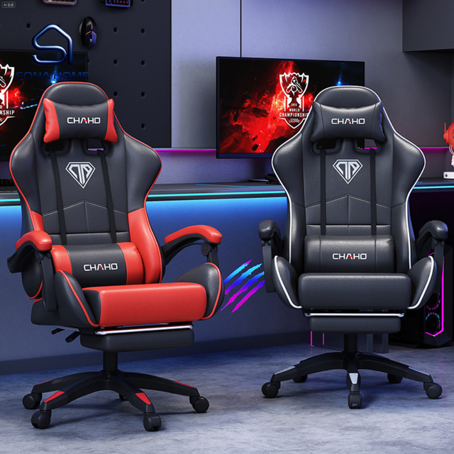 Ergonomic Gaming Chair With Footrest PU Leather Latex Cushion 145 Reclining for Home Office PC Gaming