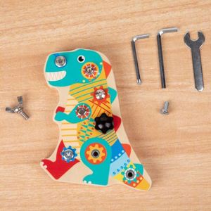 Sturdy Durable Montessori <b>Tools</b> Autism Sensory Wooden Toy Dinosaur Shape Screwdriver Board <b>Set</b> - Product Image 5