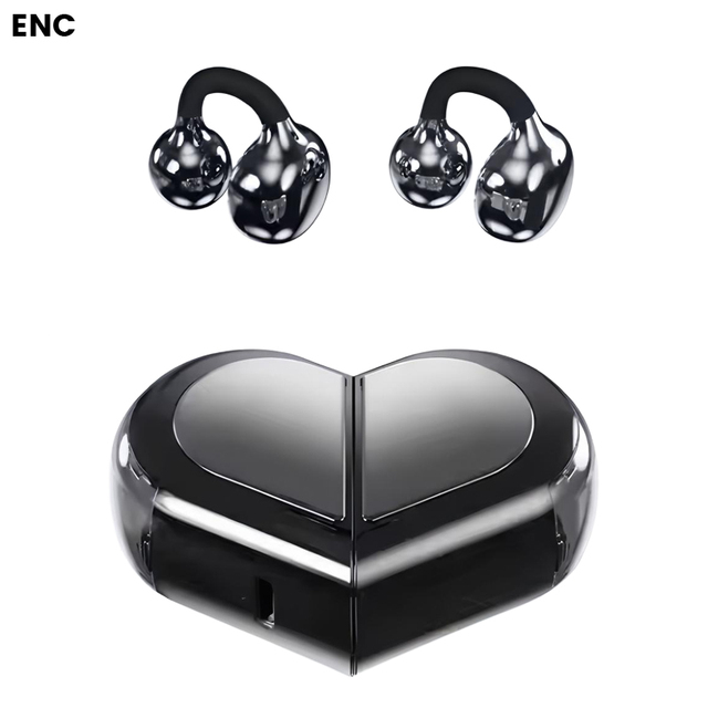 K521 Cute Heart Shaped Ear Clip Earphones Wireless BT Handsfree Headset TWS Earbuds