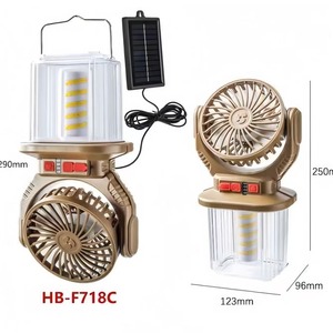 HB-F718C <b>Solar</b> Camping <b>Lantern</b> Fan LED <b>Light</b> 5V 10W Plastic Multi-Function Outdoor Emergency Lamp - Product Image 1