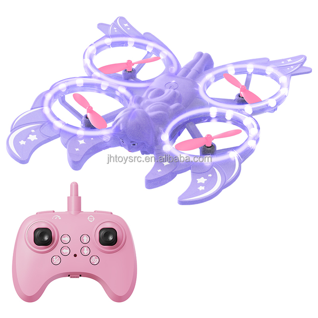 Butterfly LED Light Mini Drone for Girls With 360 Degree Flip One Key Take Off Emergency Stop Small Portable RC Quadcopter Drone
