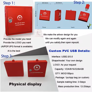 Clé USB en PVC en forme de bateau, personnalisable, clé USB en caoutchouc 2D 3D, clé USB de dessin animé - Product Image 2