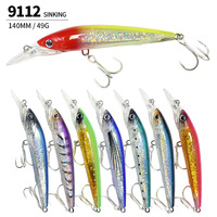 Leurre dur de haute qualité pour la pêche en mer, type Minnow à longue queue submergée, 140mm 49g, pour poisson mandarin, en plastique A9112