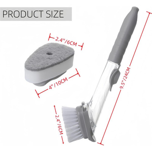 Éponge de nettoyage pour la vaisselle de cuisine remplaçable avec distributeur de savon, manche en plastique et poils en silicone - Product Image 3