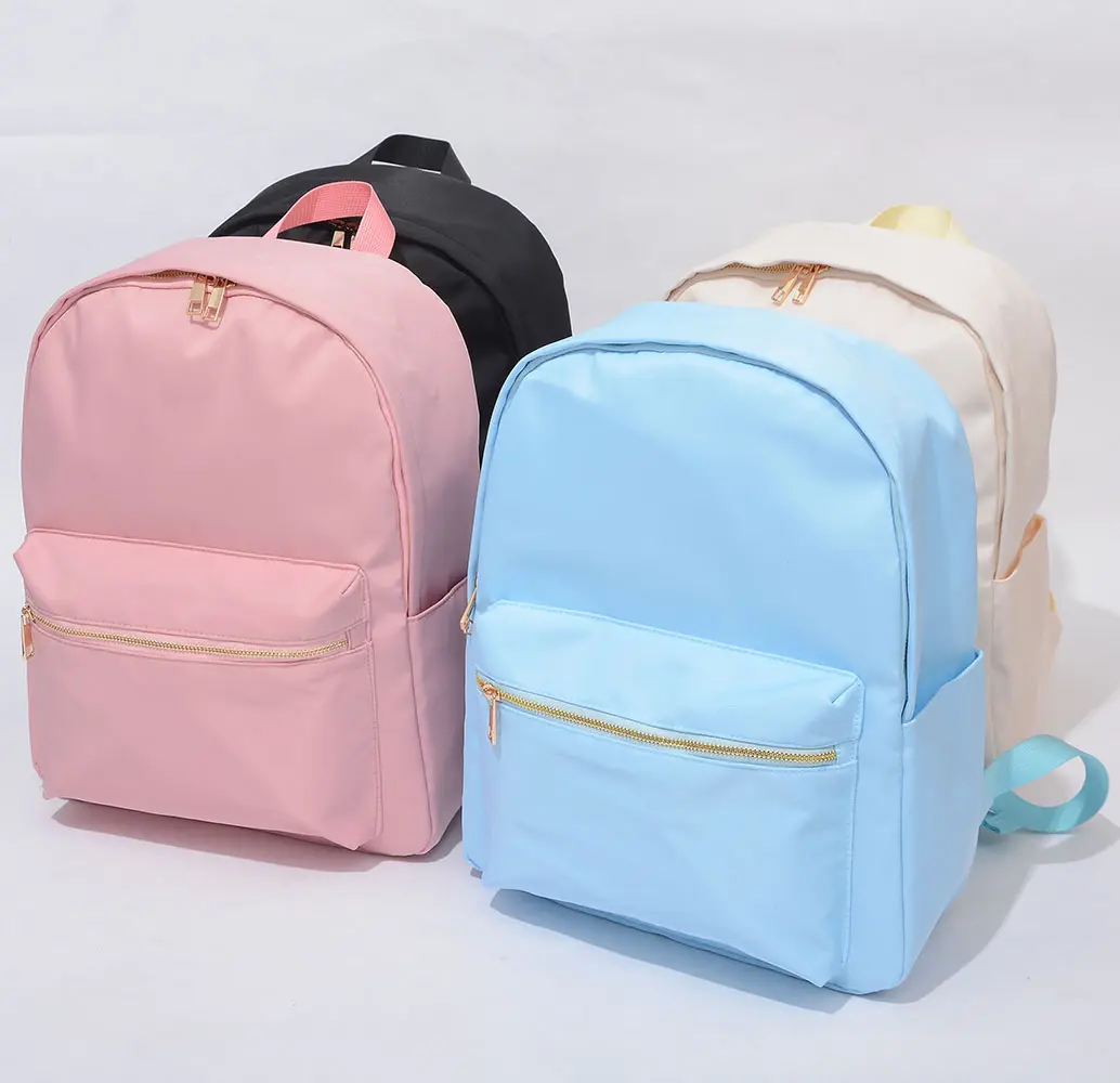 2021 stock large capacity customizable logo travel storage bag Macaron Candy Color New Light Pink nylon backpack