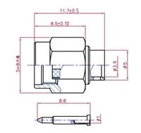 Conector RF SMA Macho o RP-SMA Macho (Pin Hembra) Semi-rígido B3 para Cable RG141 RG402