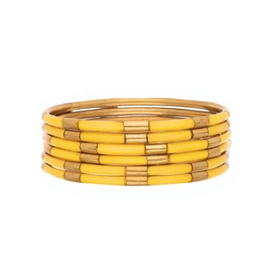 Brazalete de resina de latón chapado en oro pulido hecho a mano, moderno, africano, bohemio, gitano, para boda, joyería de moda - Product Image 1