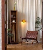 Fauteuil simple en bois massif de style nordique, vintage, minimaliste et moderne, avec assise en corde tressée, pour usage domestique, style mi-siècle, décontracté pour balcon