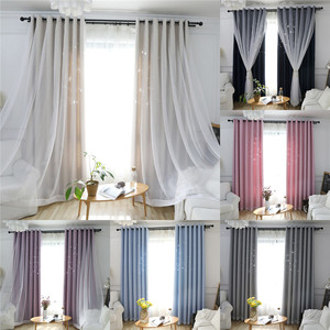 DaiRui Star tende per bambini per la stanza dei giochi della camera da letto, tende oscuranti <span class=keywords><strong>con</strong></span> stelle scavate e Top in acciaio inossidabile - Product Image 2
