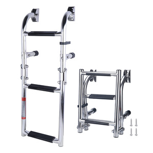 Boat Ladder Stainless Steel 2+1 <b>Step</b> <b>Foldable</b> Anti Slip For Boat Retrofit Upgrade - Product Image 1