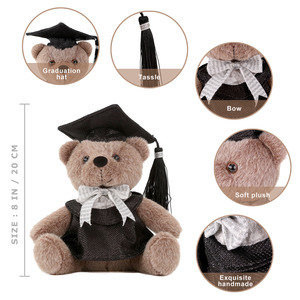 Zaves oso <span class=keywords><strong>de</strong></span> peluche pareja sentada para fiesta vestido negro pajarita Mortarboard muñeca suave para decoración del hogar para niños niñas escuela trasera - Product Image 4