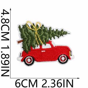 แผ่นปะติดลายปักรูปต้นคริสต์มาสสีชมพูน่ารัก ซานตาคลอส หิมะ ถุงเท้า และบ้าน สำหรับตกแต่ง - Product Image 3