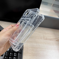 Casing Transparan Anti-Shock dengan Slot Kartu dan Pelindung Airbag untuk iPhone 15 16 17 Pro Max, Casing HP TPU Lembut dengan Tempat Kartu